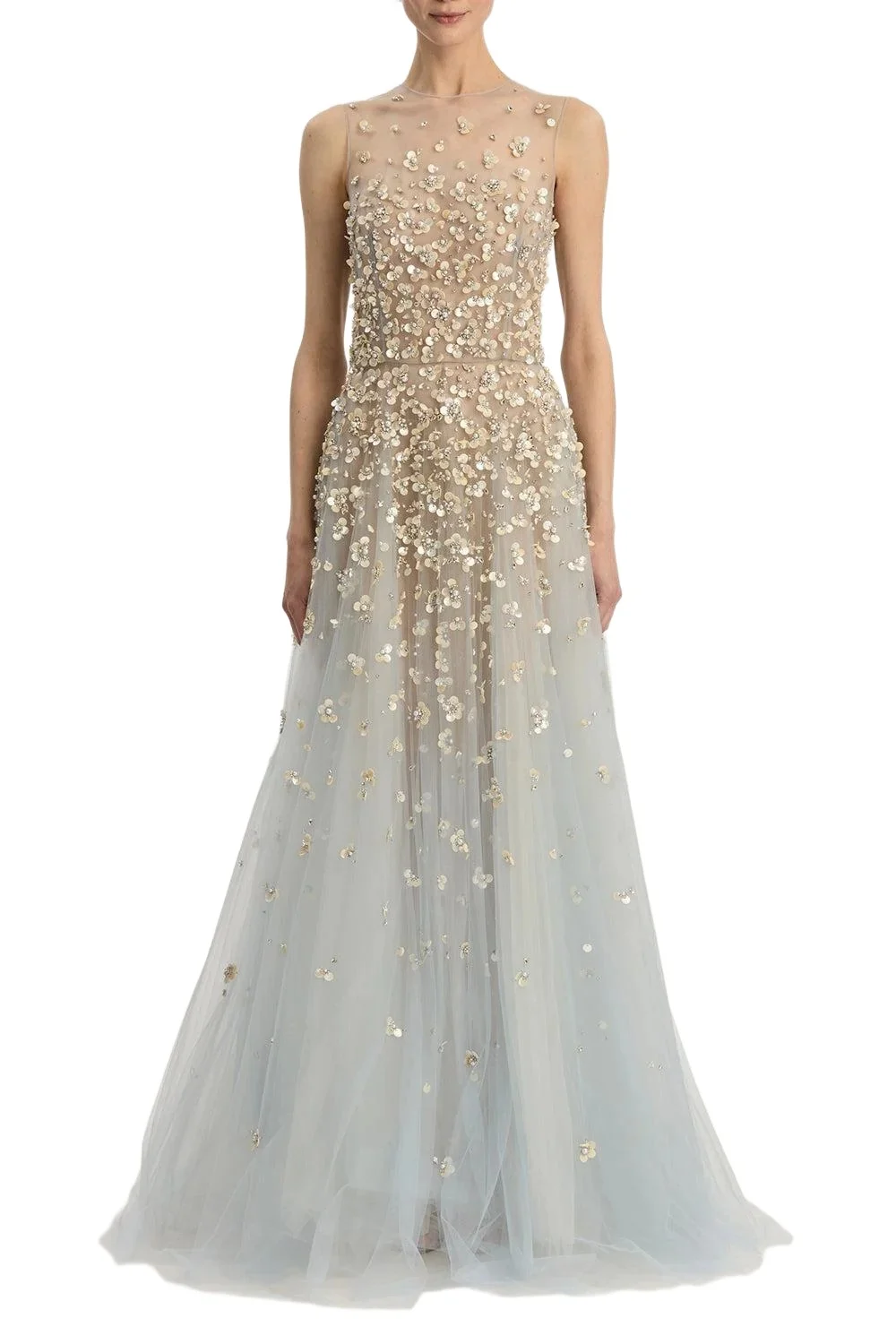 Sleeveless Mother of Pearl Embroidered Gown Sleeveless Mother of Pearl Embroidered Gown