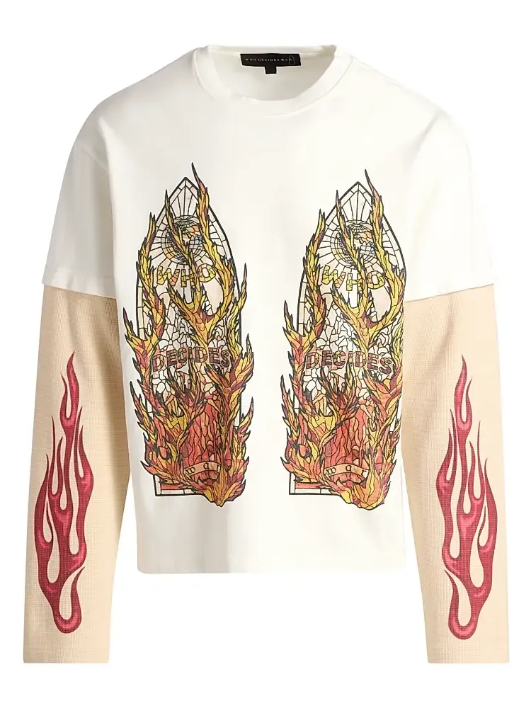Who Decides War Men's Flame Glass Layered Long-Sleeve Jersey T-Shirt