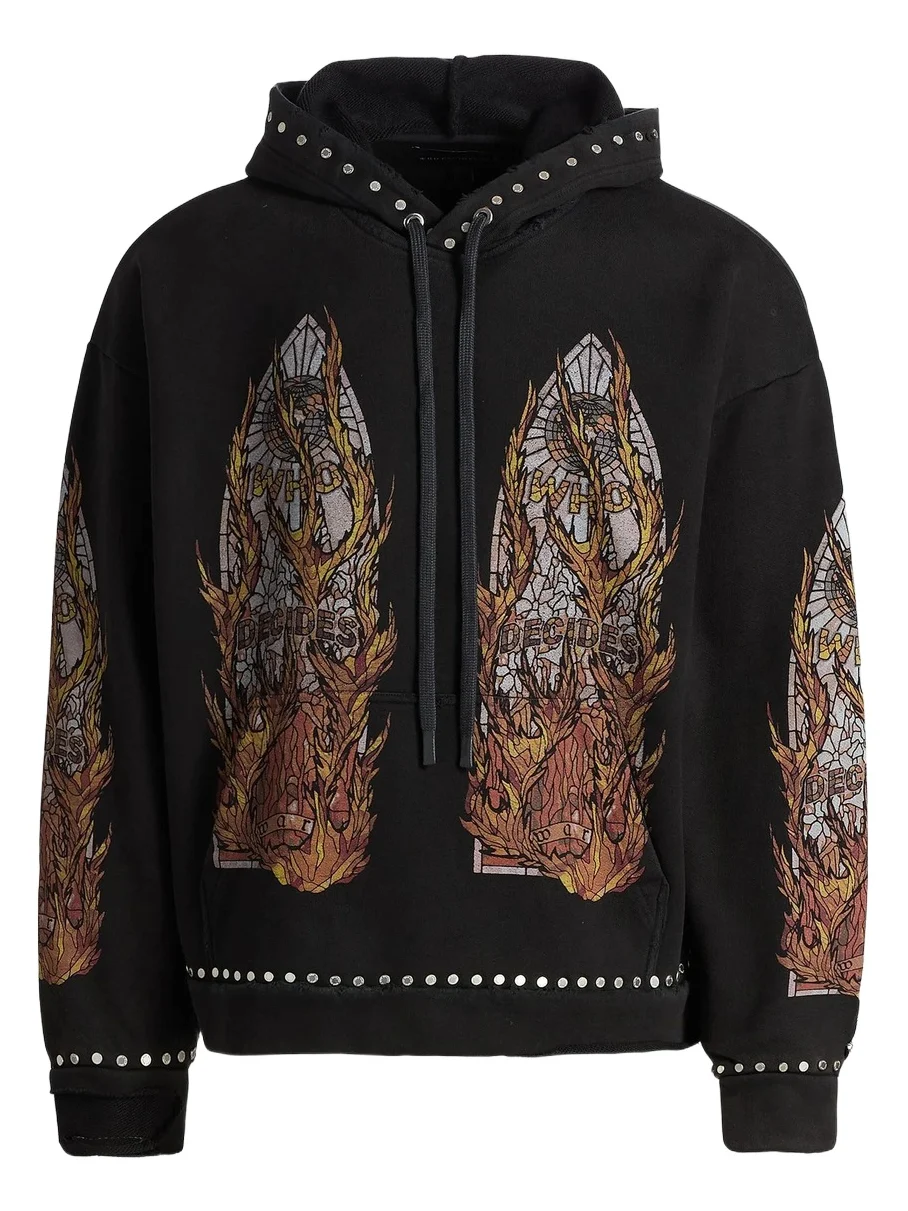 Men's Stained-Glass Studded Cotton Hoodie