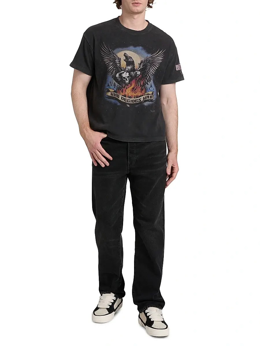 Who Decides War Men's Moon Jersey Graphic Washed Cotton T-Shirt | Thumbnail 2 Who Decides War Men's Moon Jersey Graphic Washed Cotton T-Shirt | Thumbnail 2