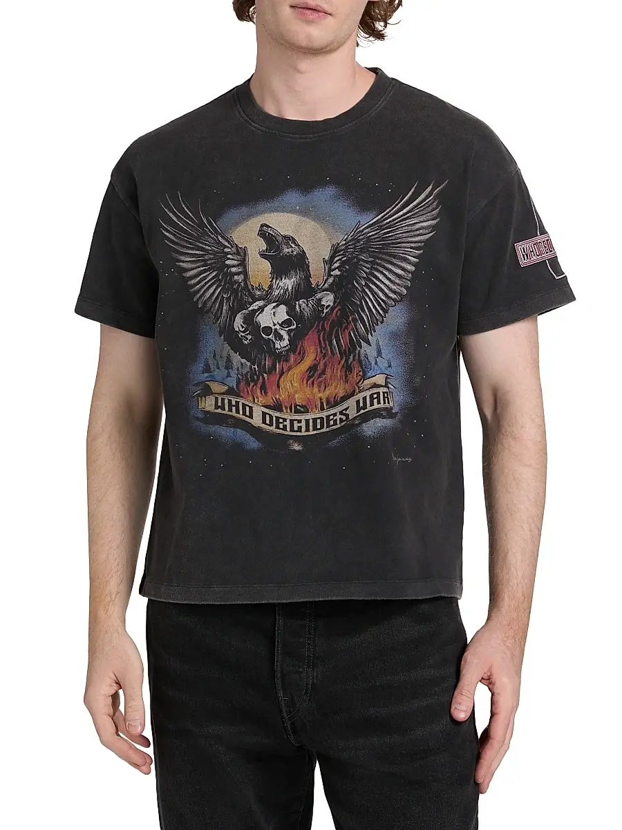 Who Decides War Men's Moon Jersey Graphic Washed Cotton T-Shirt | Thumbnail 3 Who Decides War Men's Moon Jersey Graphic Washed Cotton T-Shirt | Thumbnail 3