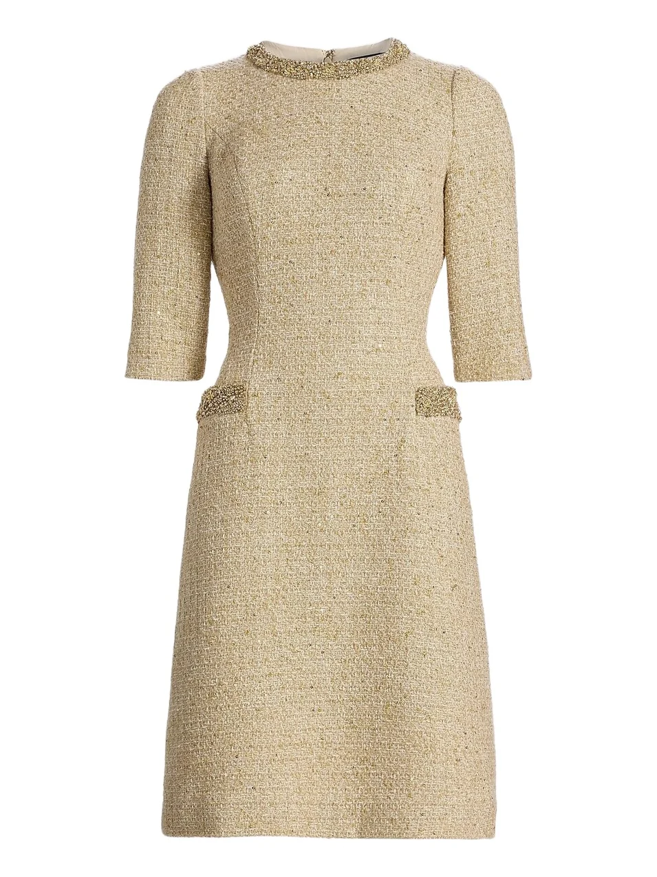 Women's Embellished Metallic Bouclé Knee-Length Dress