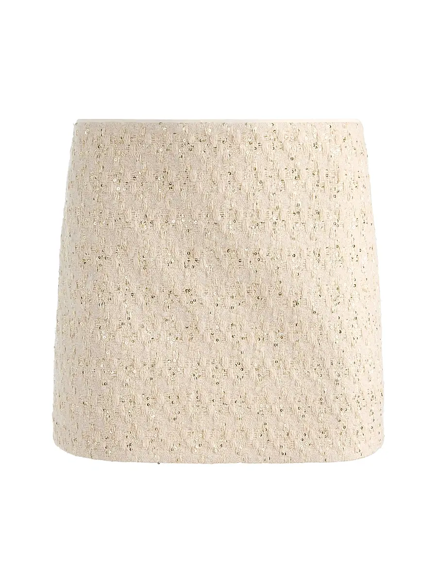 Alice + Olivia Women's Rubi Sequined Tweed Miniskirt - Natural | Image 1 Alice + Olivia Women's Rubi Sequined Tweed Miniskirt - Natural | Image 1