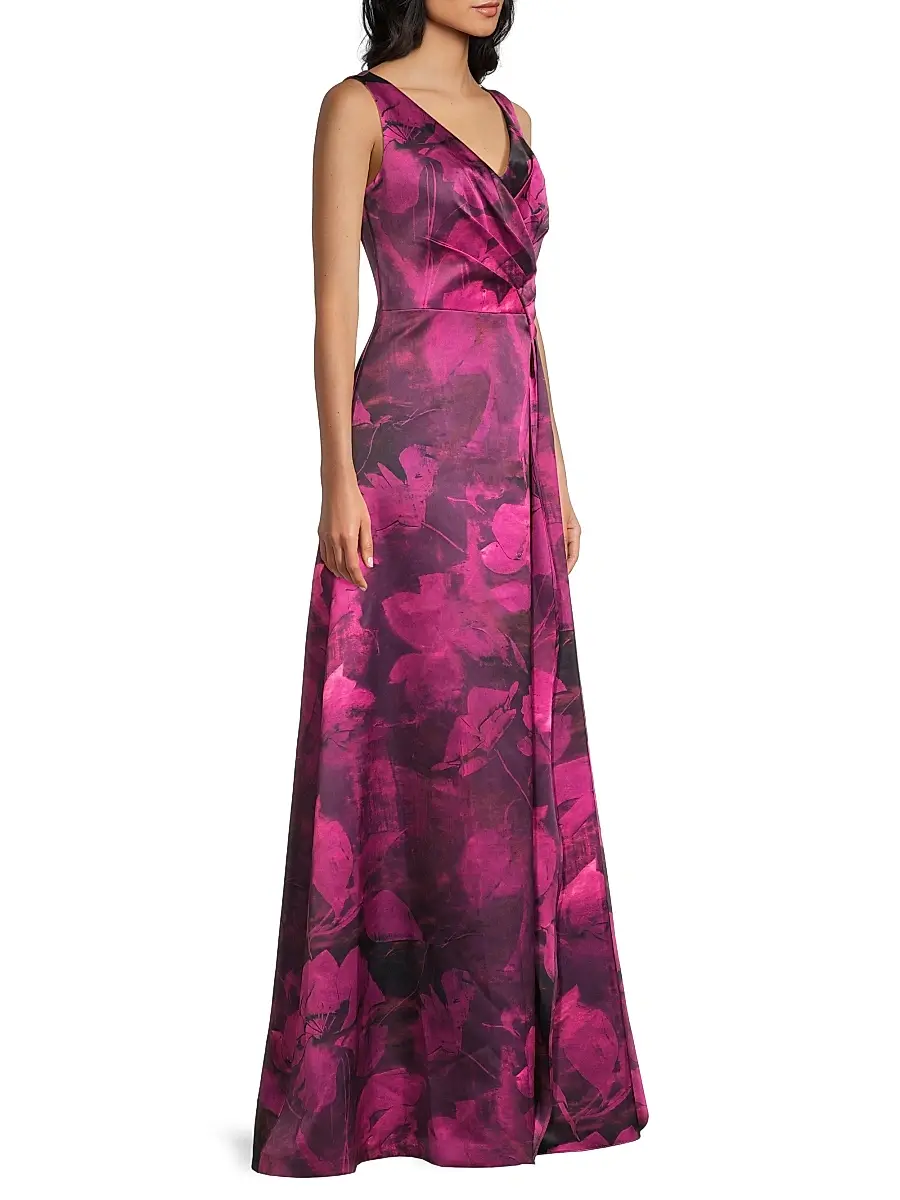 Kay Unger Women's Cecilia Floral Satin Gown | Thumbnail 4 Kay Unger Women's Cecilia Floral Satin Gown | Thumbnail 4