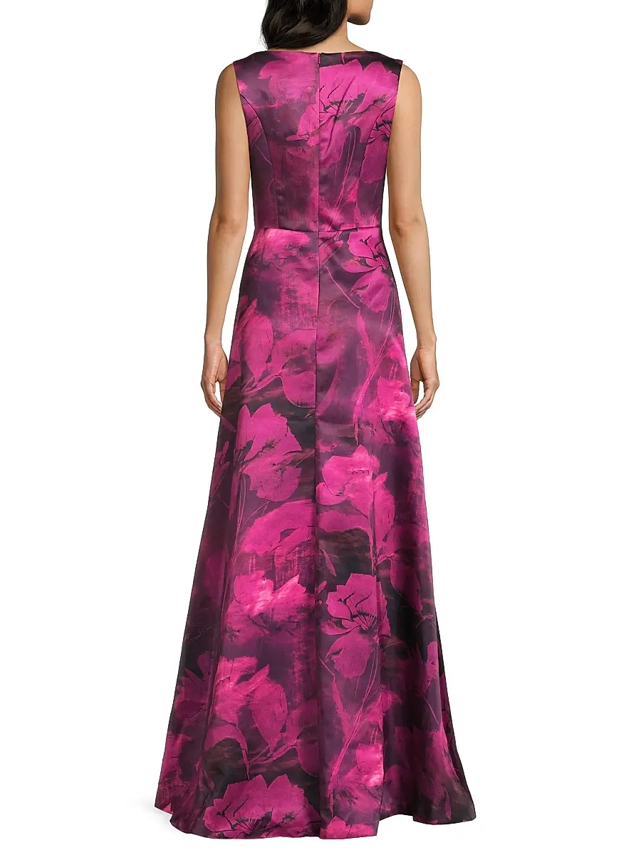 Kay Unger Women's Cecilia Floral Satin Gown | Thumbnail 5 Kay Unger Women's Cecilia Floral Satin Gown | Thumbnail 5
