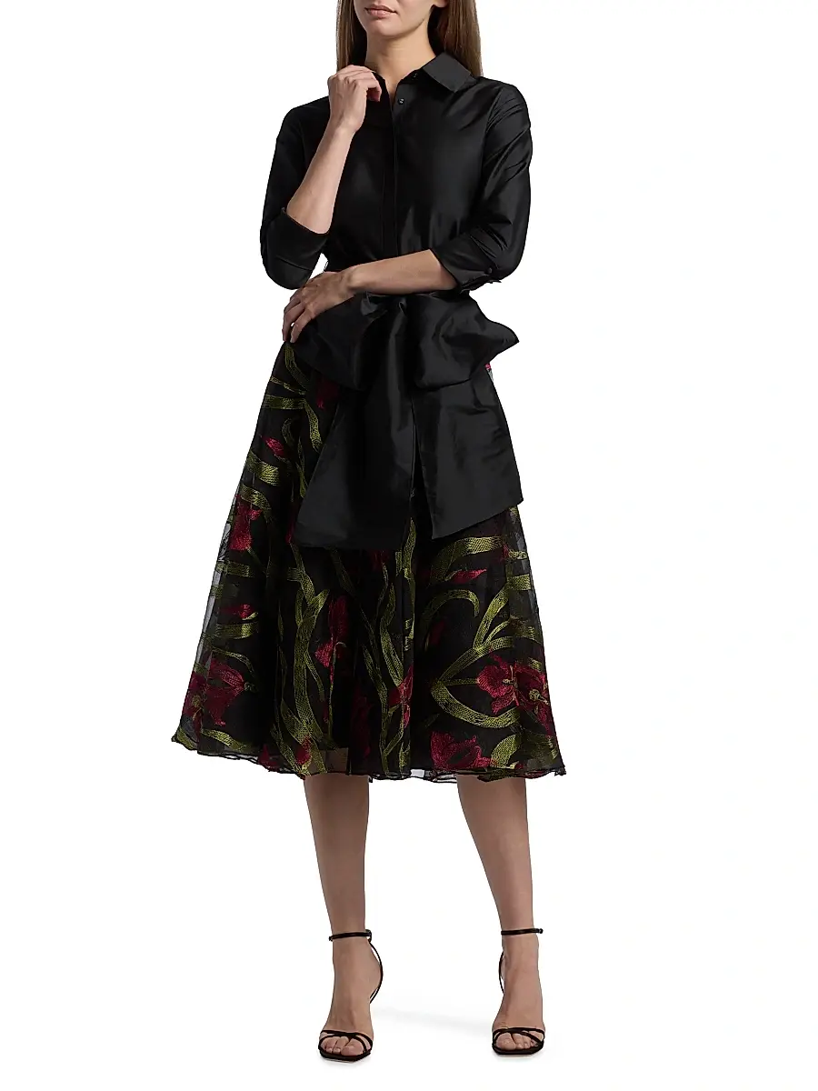 THEIA Women's Azura Embroidered A-Line Shirtdress | Thumbnail 2 THEIA Women's Azura Embroidered A-Line Shirtdress | Thumbnail 2