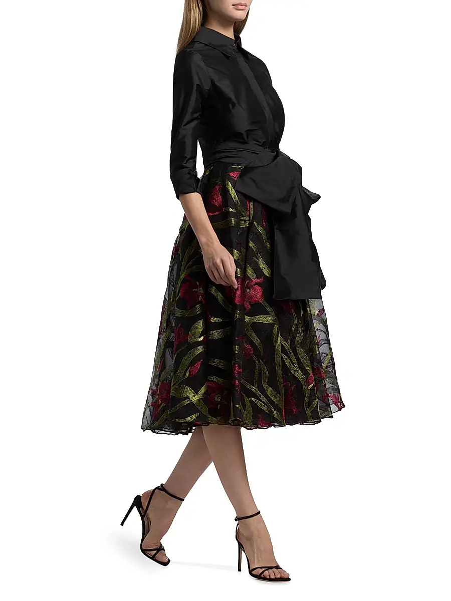 THEIA Women's Azura Embroidered A-Line Shirtdress | Thumbnail 4 THEIA Women's Azura Embroidered A-Line Shirtdress | Thumbnail 4