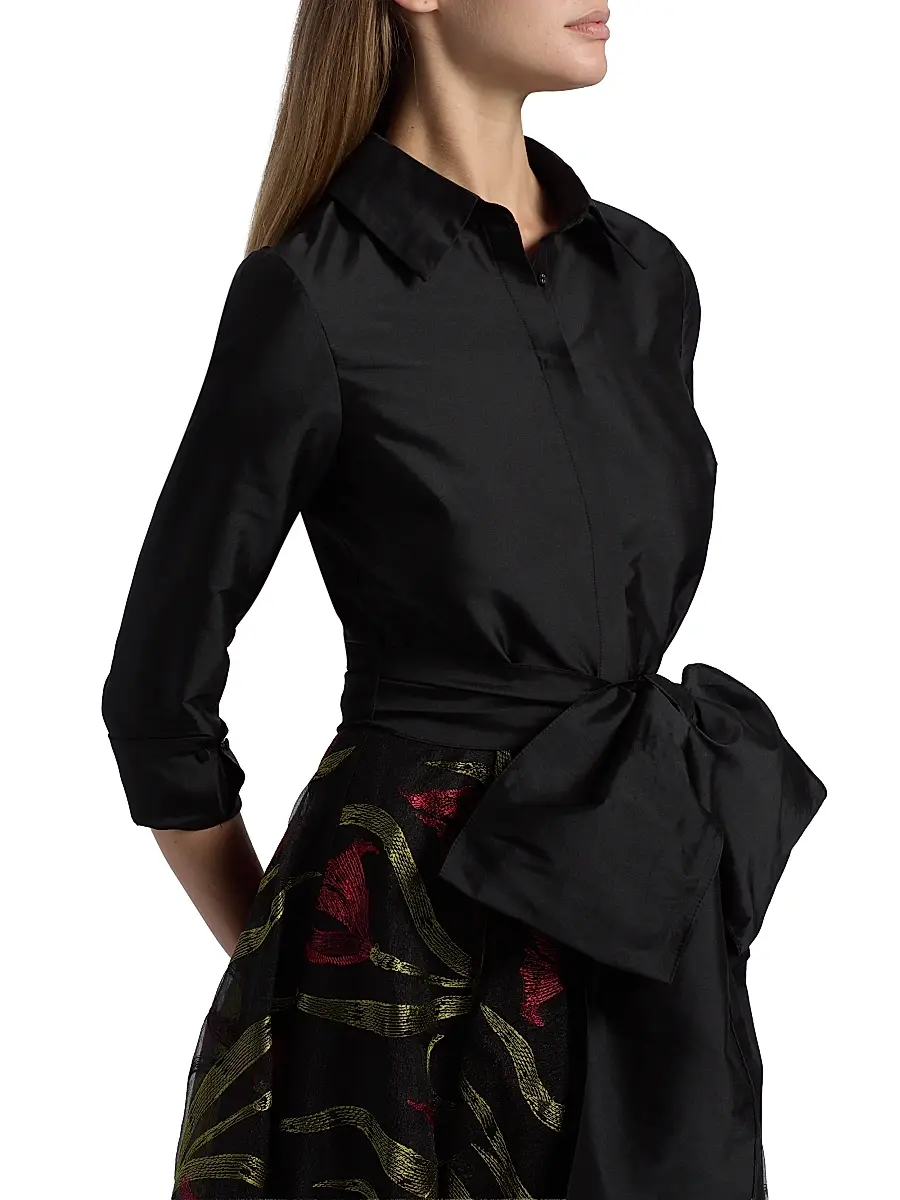 THEIA Women's Azura Embroidered A-Line Shirtdress | Thumbnail 6 THEIA Women's Azura Embroidered A-Line Shirtdress | Thumbnail 6