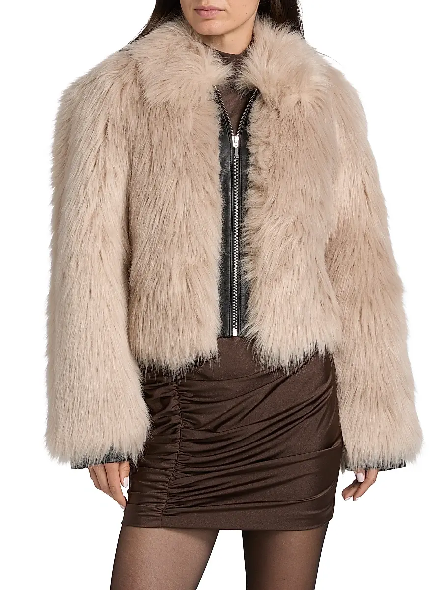 Et Ochs Women's Yates Faux Fur Crop Jacket - Natural Black | Thumbnail 3 Et Ochs Women's Yates Faux Fur Crop Jacket - Natural Black | Thumbnail 3
