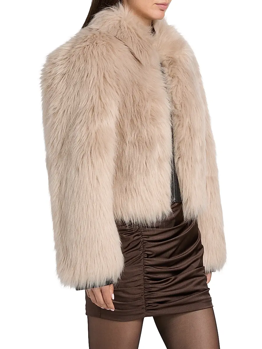 Et Ochs Women's Yates Faux Fur Crop Jacket - Natural Black | Thumbnail 4 Et Ochs Women's Yates Faux Fur Crop Jacket - Natural Black | Thumbnail 4