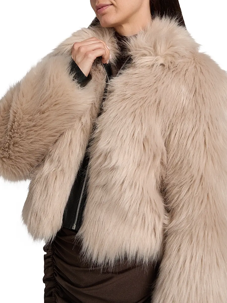Et Ochs Women's Yates Faux Fur Crop Jacket - Natural Black | Thumbnail 6 Et Ochs Women's Yates Faux Fur Crop Jacket - Natural Black | Thumbnail 6