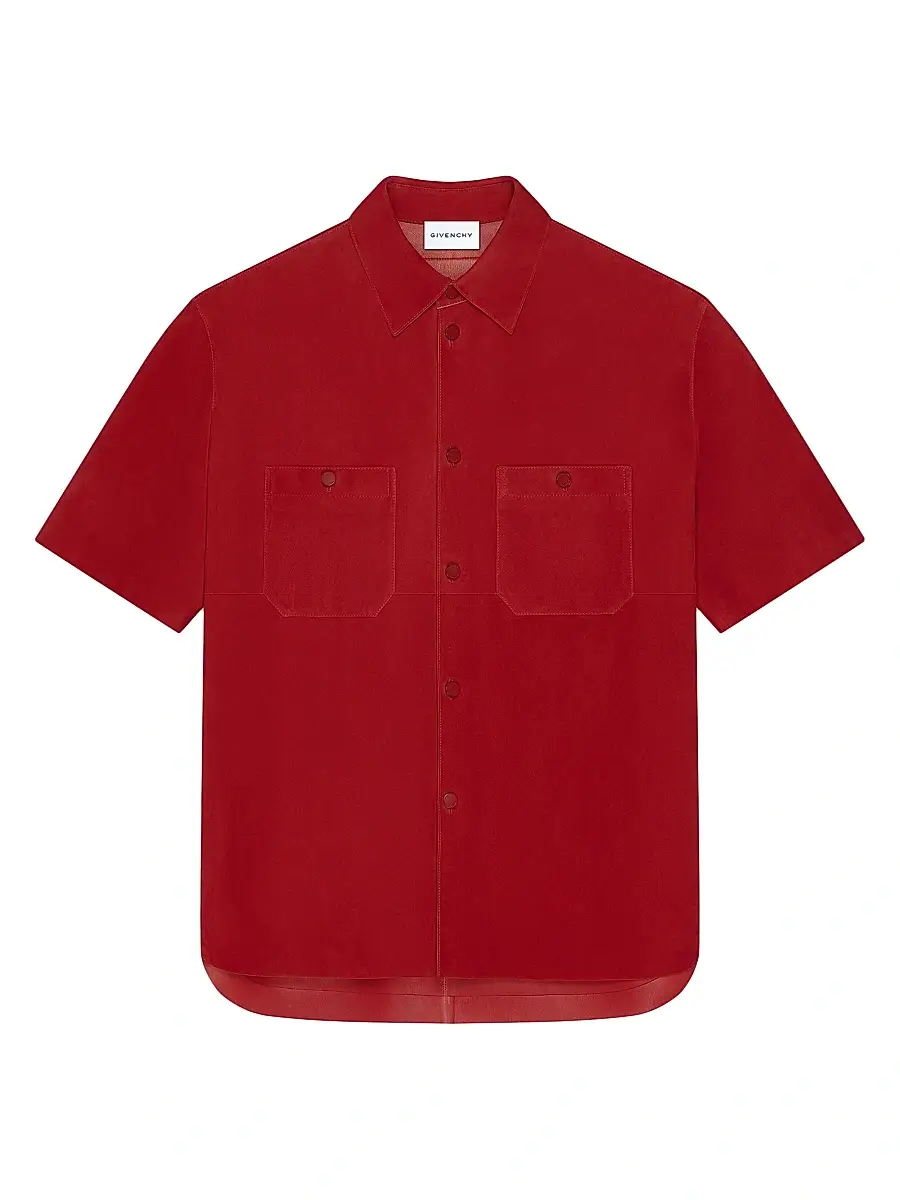 Givenchy Men's Couture Seam Overshirt in Suede - Dark Red | Image 1 Givenchy Men's Couture Seam Overshirt in Suede - Dark Red | Image 1