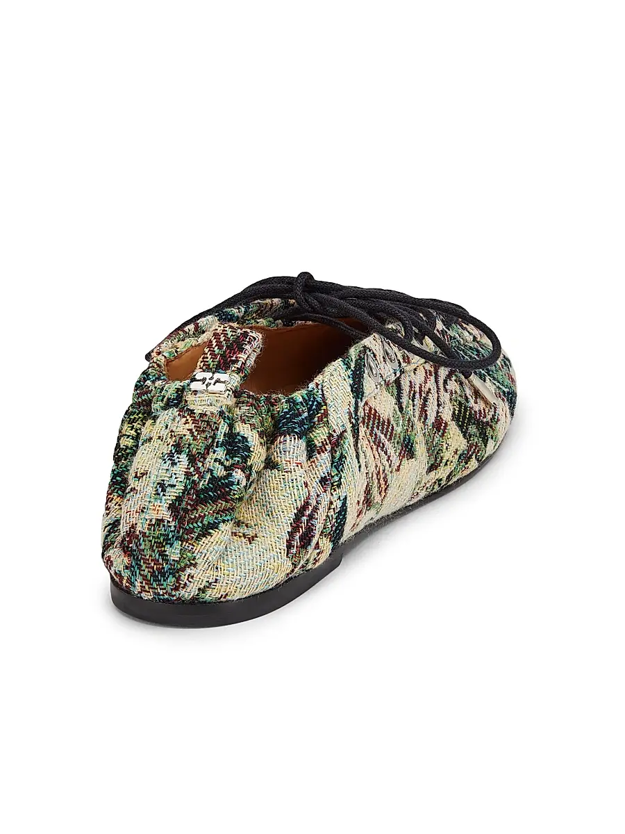 Ganni Women's Tapestry Lace-Up Ballet Flats | Thumbnail 3 Ganni Women's Tapestry Lace-Up Ballet Flats | Thumbnail 3