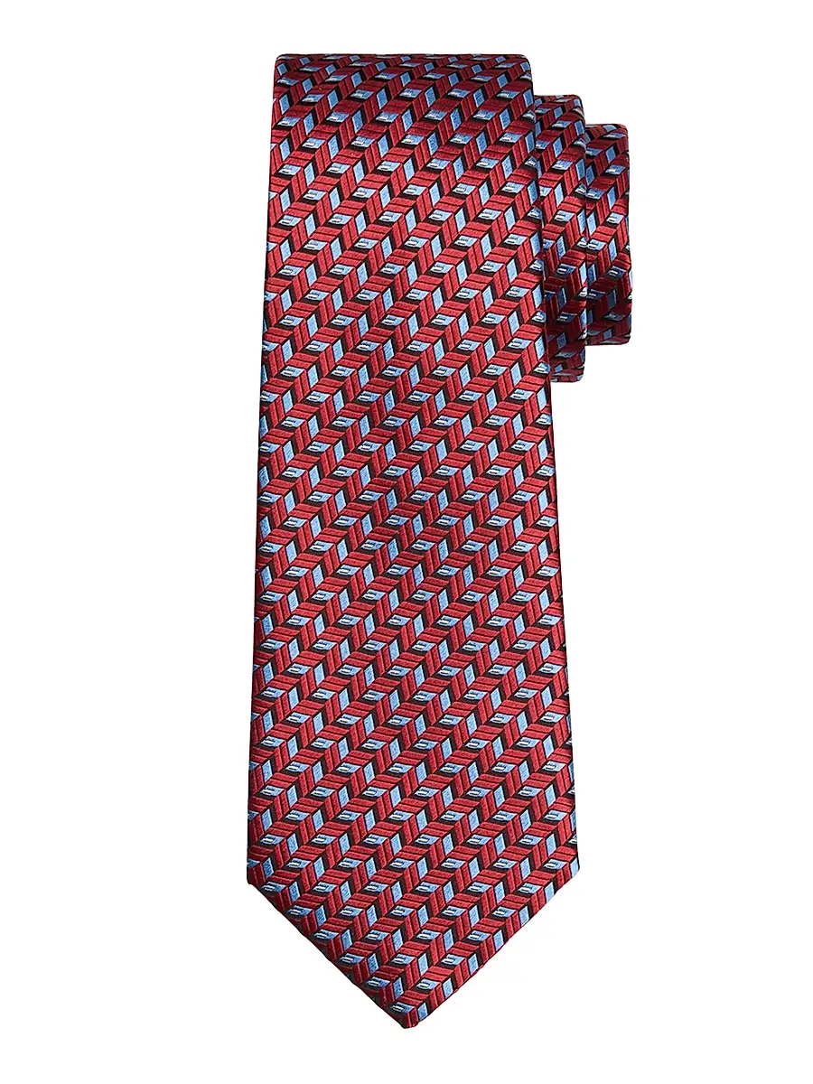 Giorgio Armani Men's Geometric-Print Silk Tie - Cardinal Red | Image 1 Giorgio Armani Men's Geometric-Print Silk Tie - Cardinal Red | Image 1