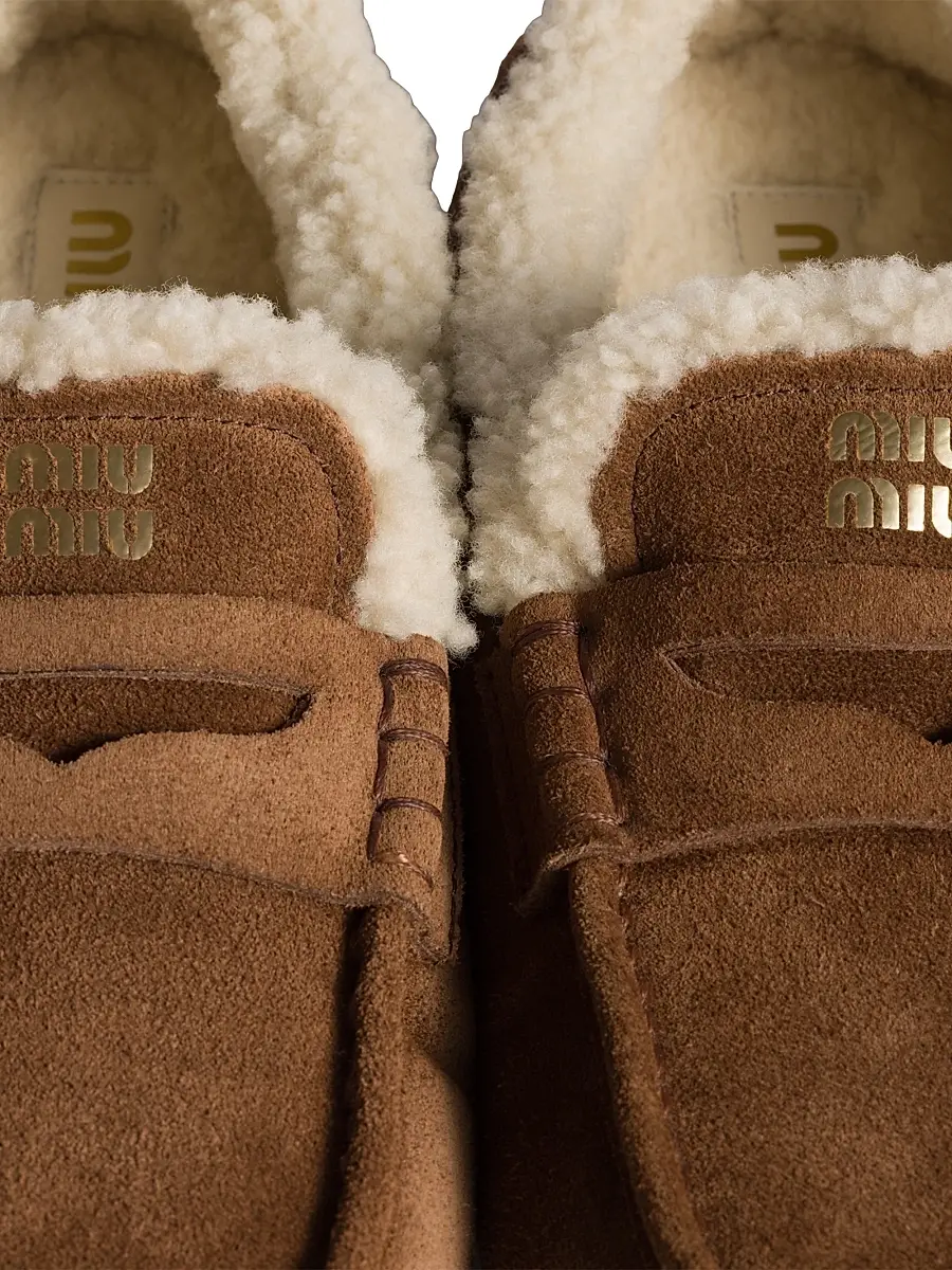 Miu Miu Women's Ruches Suede Loafers | Thumbnail 2 Miu Miu Women's Ruches Suede Loafers | Thumbnail 2