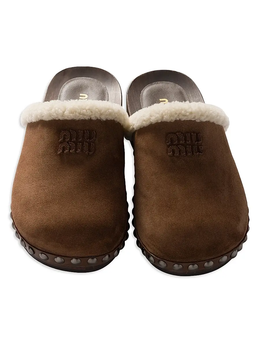 Miu Miu Women's Suede Clogs | Thumbnail 2 Miu Miu Women's Suede Clogs | Thumbnail 2
