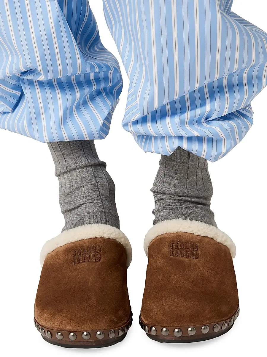 Miu Miu Women's Suede Clogs | Thumbnail 4 Miu Miu Women's Suede Clogs | Thumbnail 4