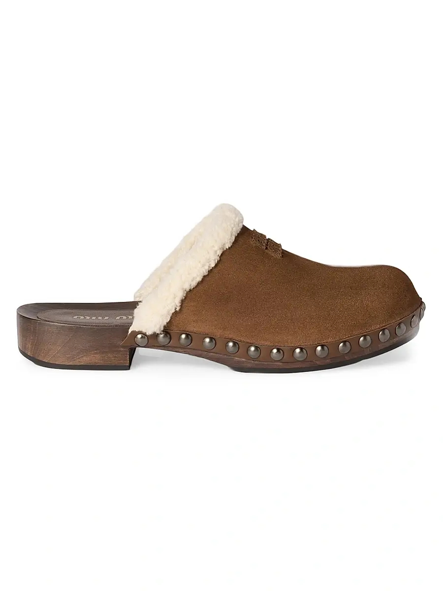 Miu Miu Women's Suede Clogs - Brown | Image 1 Miu Miu Women's Suede Clogs - Brown | Image 1