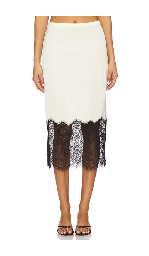 Good American Satin Lace Slip Midi Skirt | Image 1 Good American Satin Lace Slip Midi Skirt | Image 1