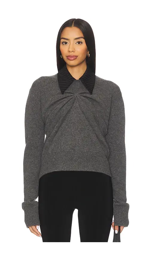 Kate Barton Pinched Crewneck Sweater With Collar | Image 1 Kate Barton Pinched Crewneck Sweater With Collar | Image 1