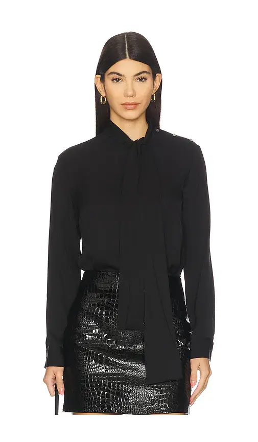 Theory Side Tie Neck Blouse