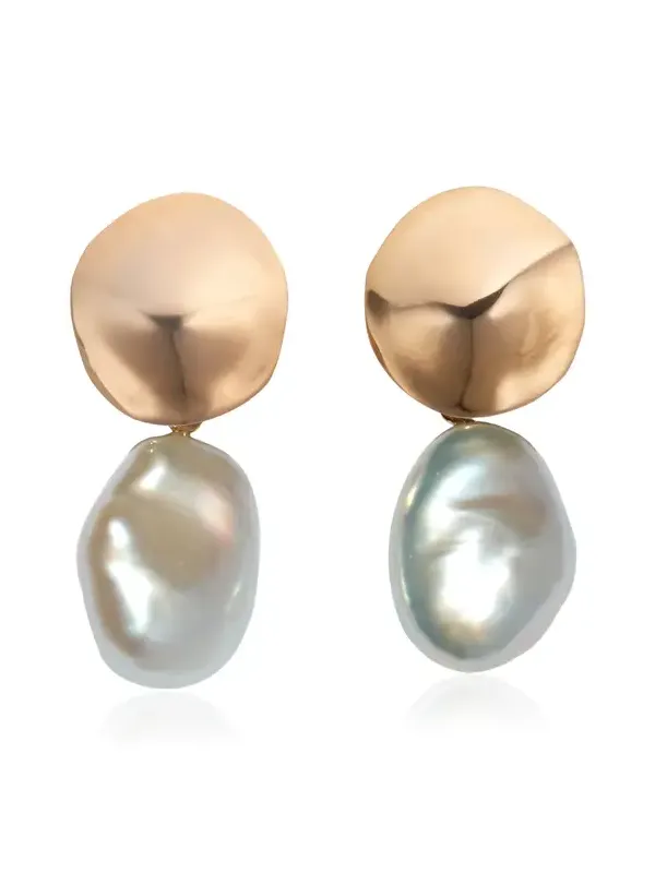 Small Elsa Gold Vermeil; Pearl Earrings