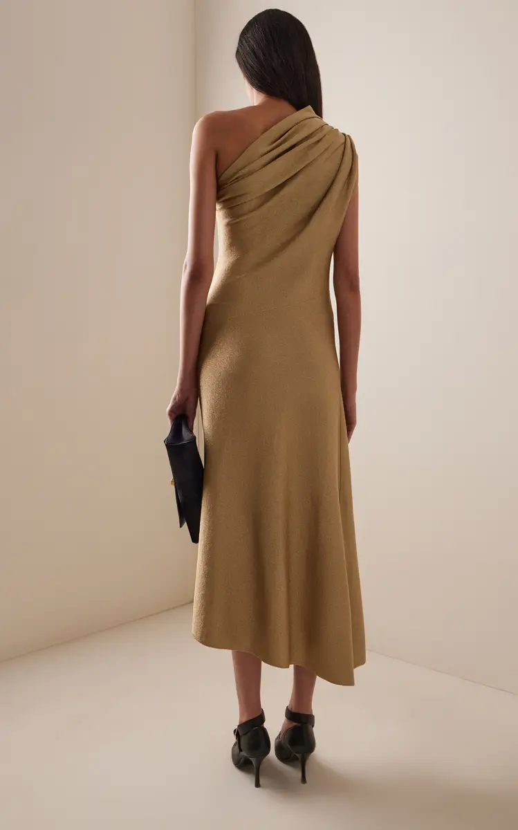 Khaite Coast One-Shoulder Metallic-Knit Midi Dress | Thumbnail 4 Khaite Coast One-Shoulder Metallic-Knit Midi Dress | Thumbnail 4