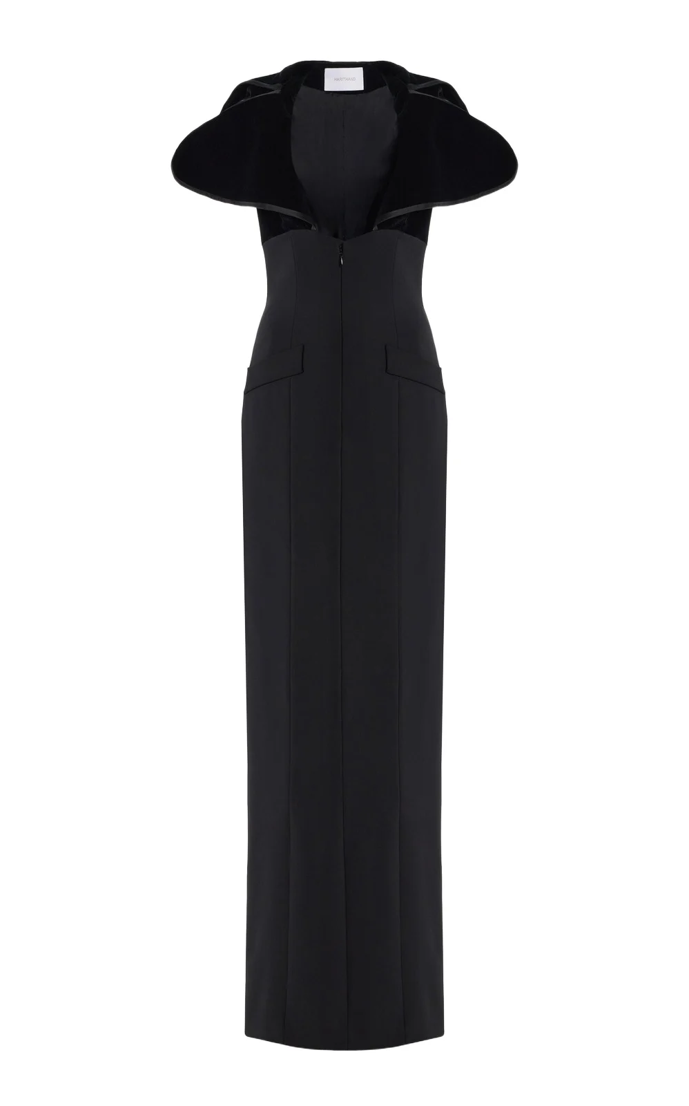 Harithand Capucine Velour-Trimmed Crepe Gown