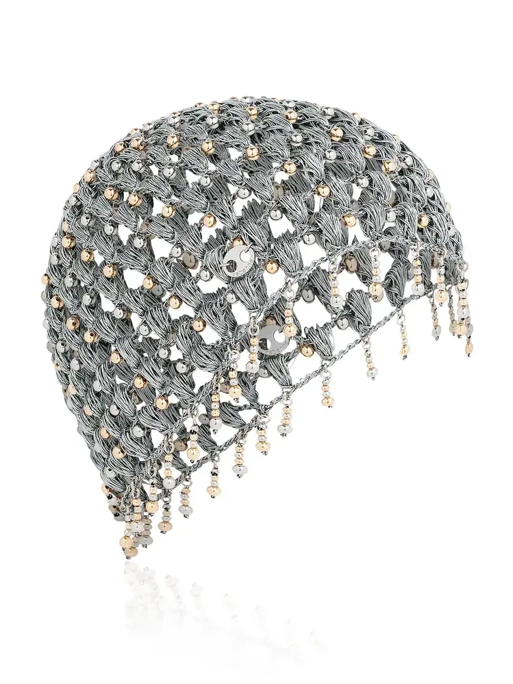 Rabanne Metallic Woven Crystal-Embellished Chain Cap