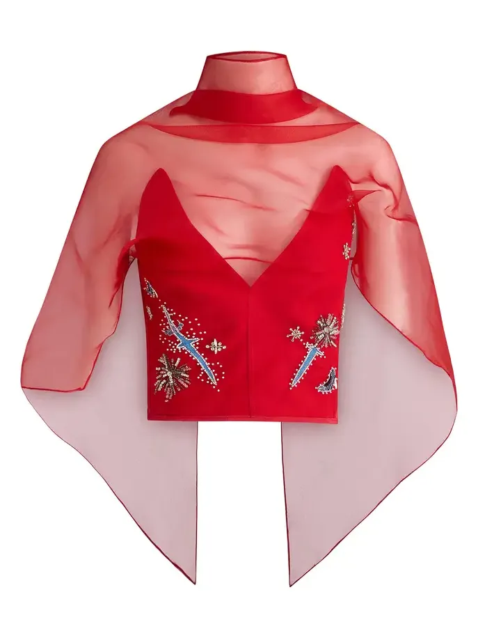 Maticevski Rebel Cause Bead-Embroidered Top