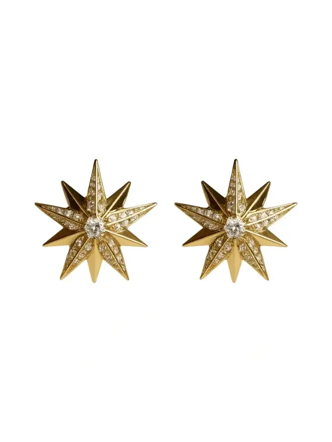 0.77ct Diamond 14K Gold Star Earrings