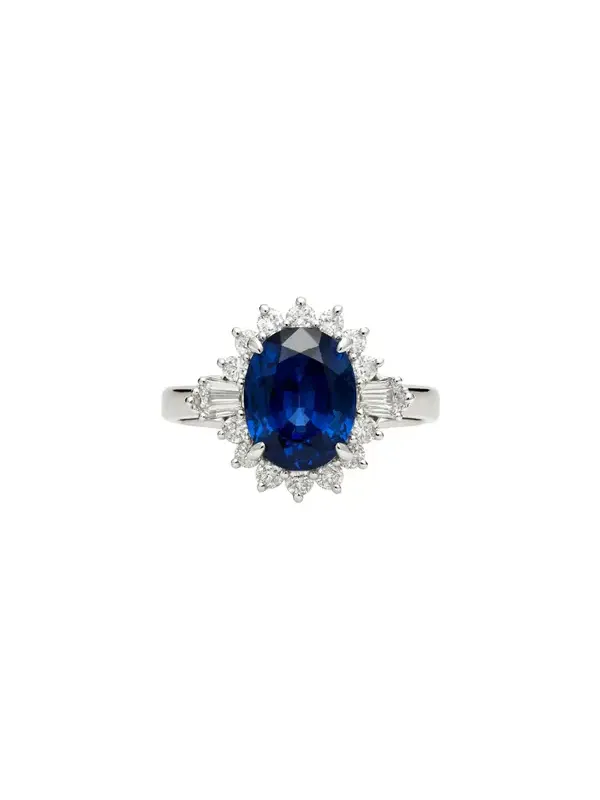 2.56ct Diamond Sapphire Platinum Halo Ring