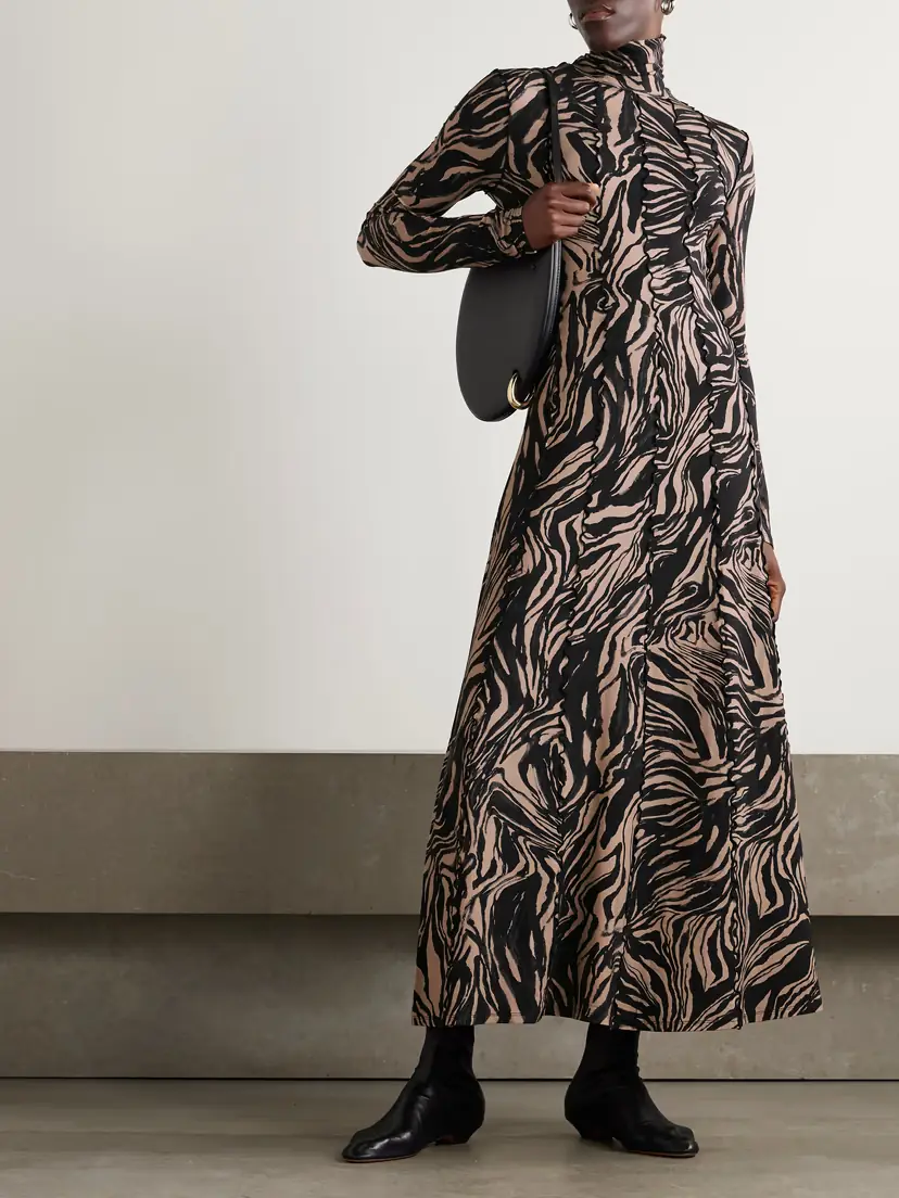 Proenza Schouler White Label Mabel Paneled Printed Jersey Turtleneck Maxi Dress | Thumbnail 2 Proenza Schouler White Label Mabel Paneled Printed Jersey Turtleneck Maxi Dress | Thumbnail 2