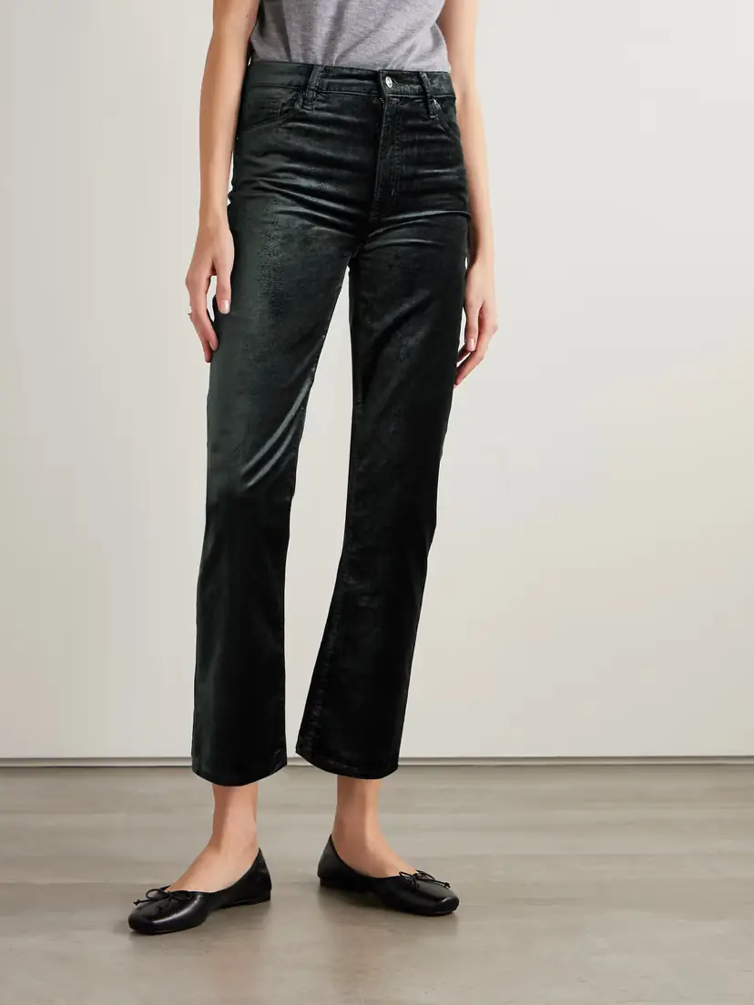 Frame Le Sleek Cropped Cotton-blend Velvet Bootcut Pants | Thumbnail 3