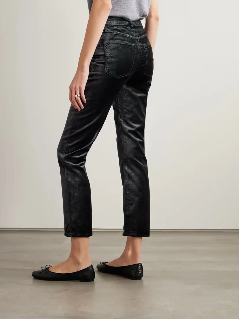 Frame Le Sleek Cropped Cotton-blend Velvet Bootcut Pants | Thumbnail 4