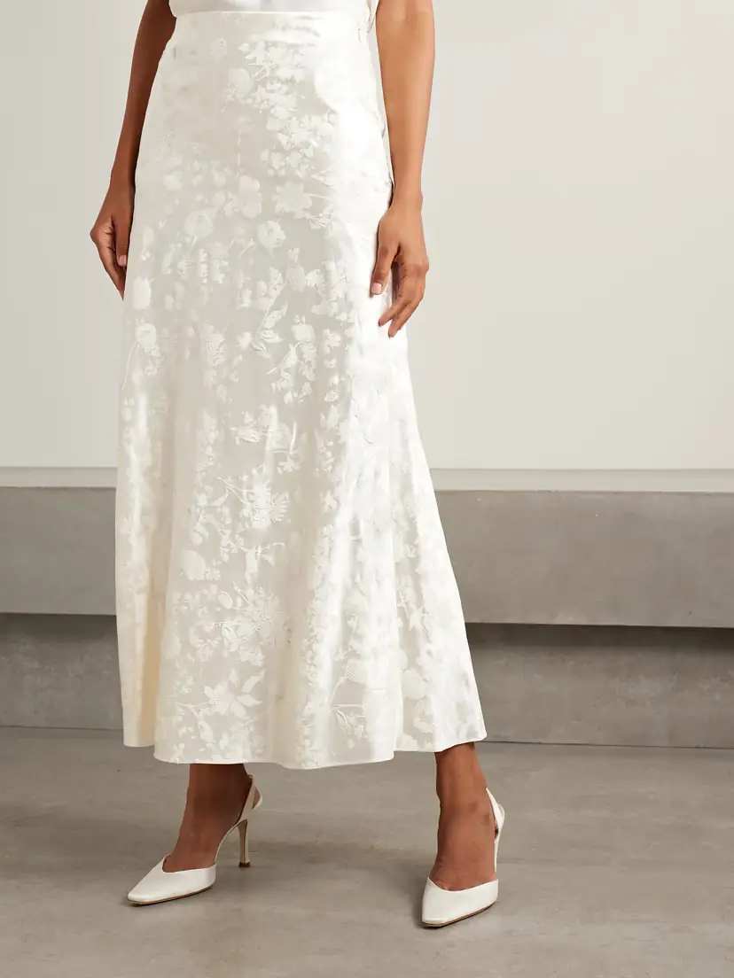 Danielle Frankel Desi Painted Silk And Wool-blend Satin Maxi Skirt | Thumbnail 3 Danielle Frankel Desi Painted Silk And Wool-blend Satin Maxi Skirt | Thumbnail 3