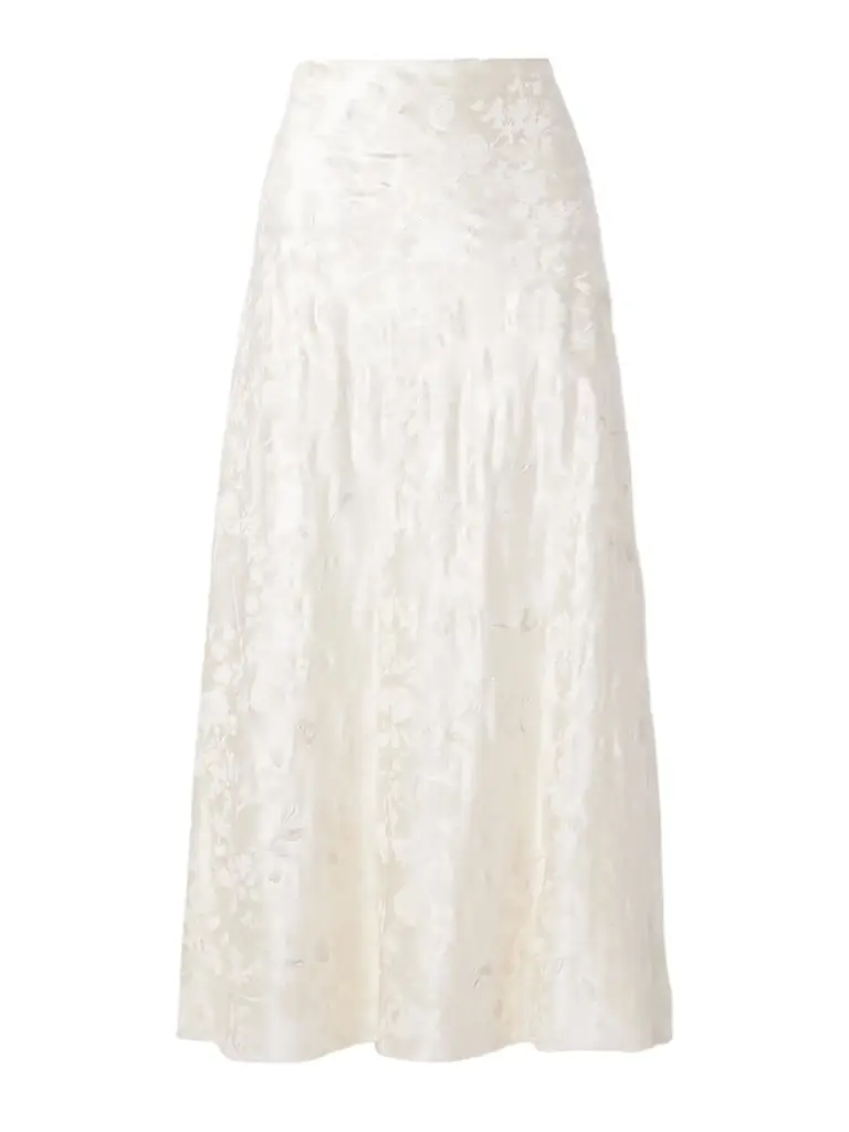 Desi Painted Silk And Wool-blend Satin Maxi Skirt