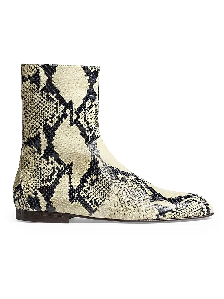 Khaite Women's Colt Snake-Print Leather Ankle Boots - Natural | Image 1 Khaite Women's Colt Snake-Print Leather Ankle Boots - Natural | Image 1