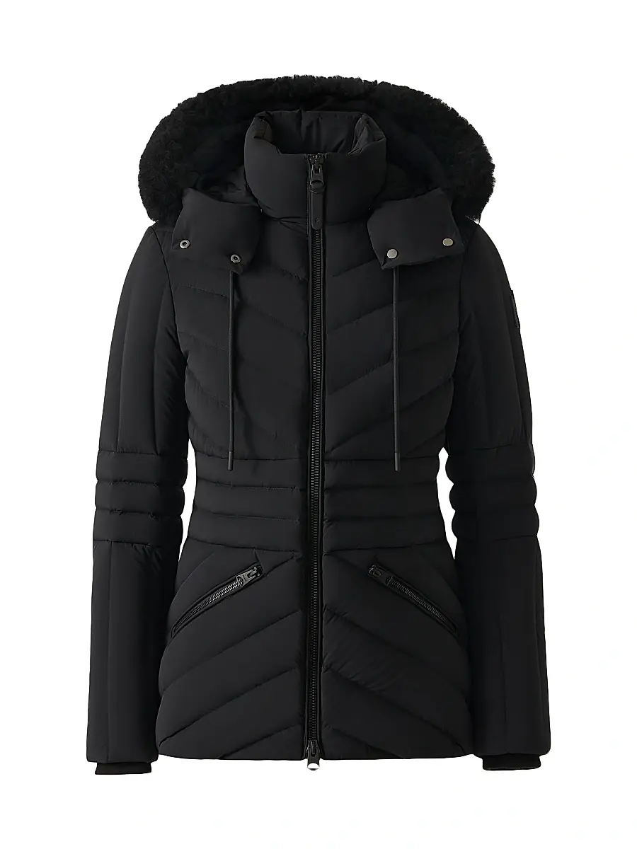 Mackage Women's Nadia Shearling-Trimmed Down Ski Jacket - Black | Image 1 Mackage Women's Nadia Shearling-Trimmed Down Ski Jacket - Black | Image 1