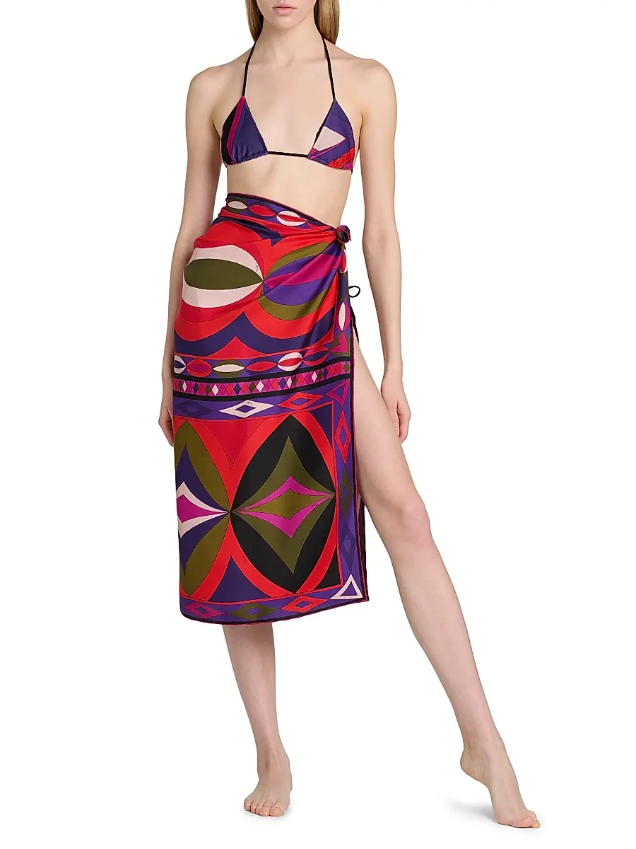 Pucci Women's Passepartout Silk Twill Foulard Pareo | Image 1 Pucci Women's Passepartout Silk Twill Foulard Pareo | Image 1