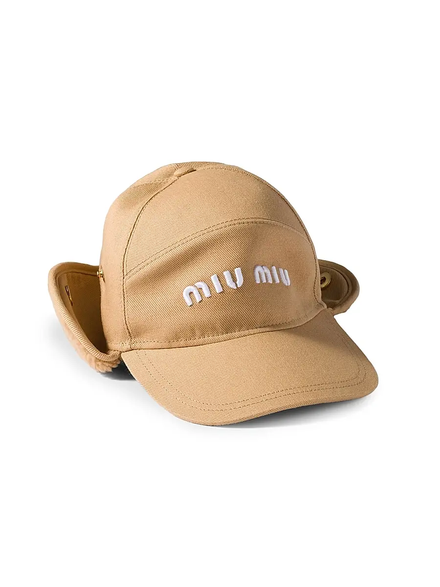 Miu Miu Women's Drill and Fleece Cap - Beige Khaki | Thumbnail 2