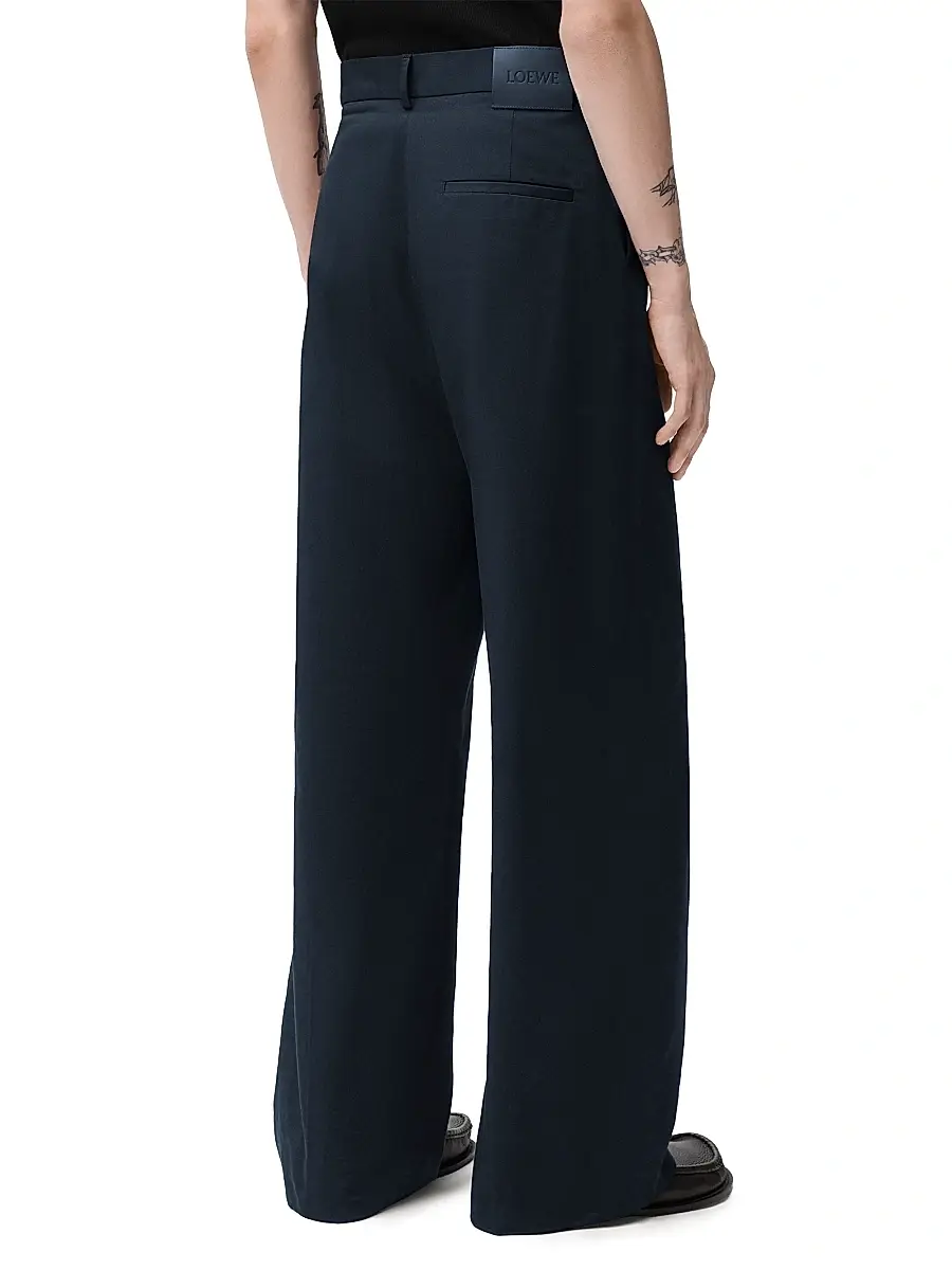 Loewe Men's Pleated Cotton Wide-Leg Trousers | Thumbnail 3 Loewe Men's Pleated Cotton Wide-Leg Trousers | Thumbnail 3