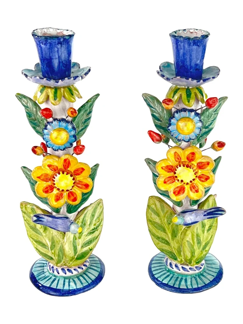 Liz Lauter Exclusive Set-of-Two Garden Candlestick Holders