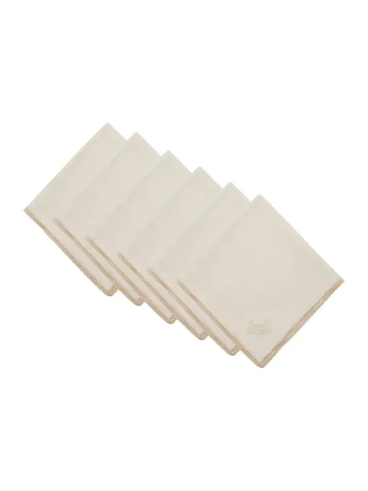 Moda Domus Set-of-Four Swan-Embroidered Linen Dinner Napkins