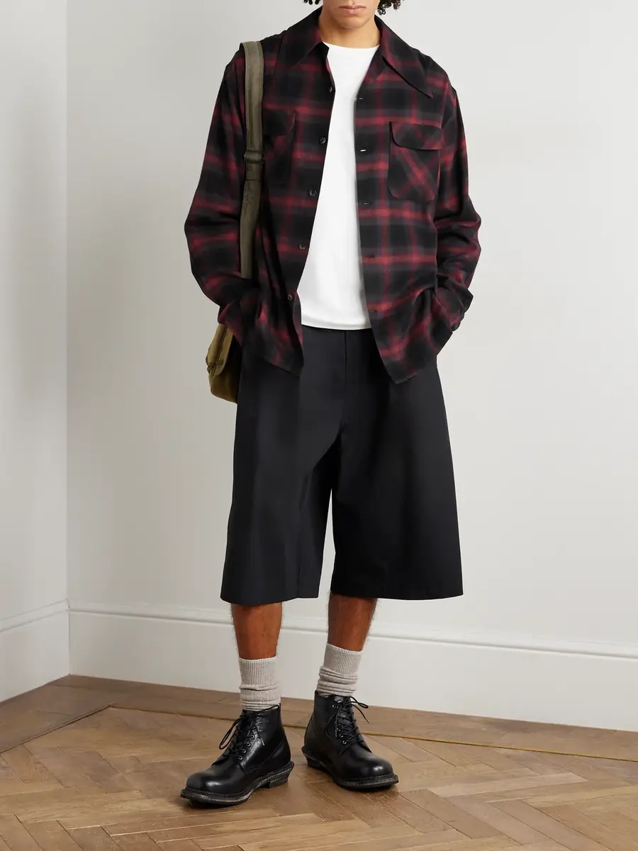 KAPITAL Camp-Collar Checked Cotton-Blend Flannel Shirt - Men | Thumbnail 2 KAPITAL Camp-Collar Checked Cotton-Blend Flannel Shirt - Men | Thumbnail 2
