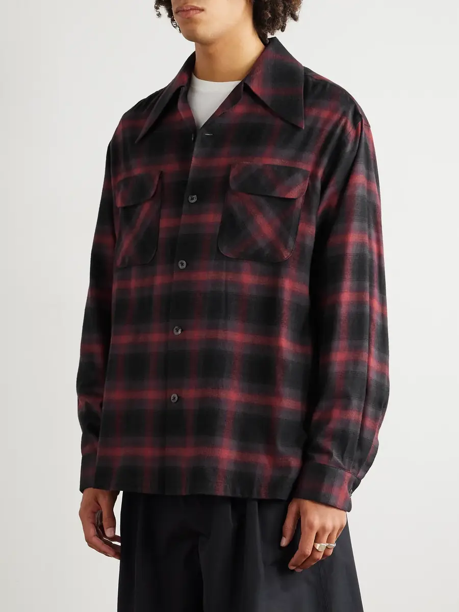 KAPITAL Camp-Collar Checked Cotton-Blend Flannel Shirt - Men | Thumbnail 3 KAPITAL Camp-Collar Checked Cotton-Blend Flannel Shirt - Men | Thumbnail 3