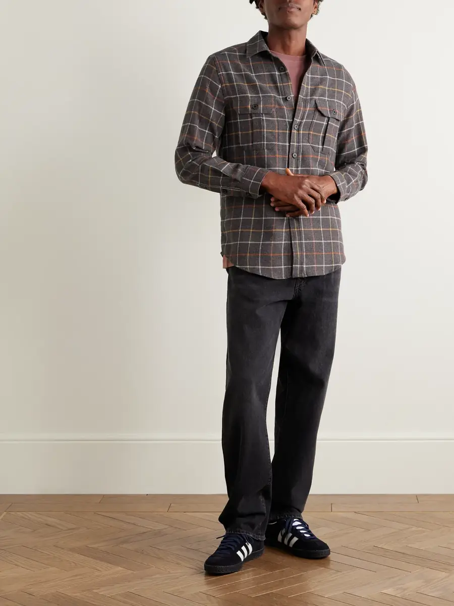 Portuguese Flannel Log Checked Organic Cotton-Flannel Shirt - Men | Thumbnail 2 Portuguese Flannel Log Checked Organic Cotton-Flannel Shirt - Men | Thumbnail 2