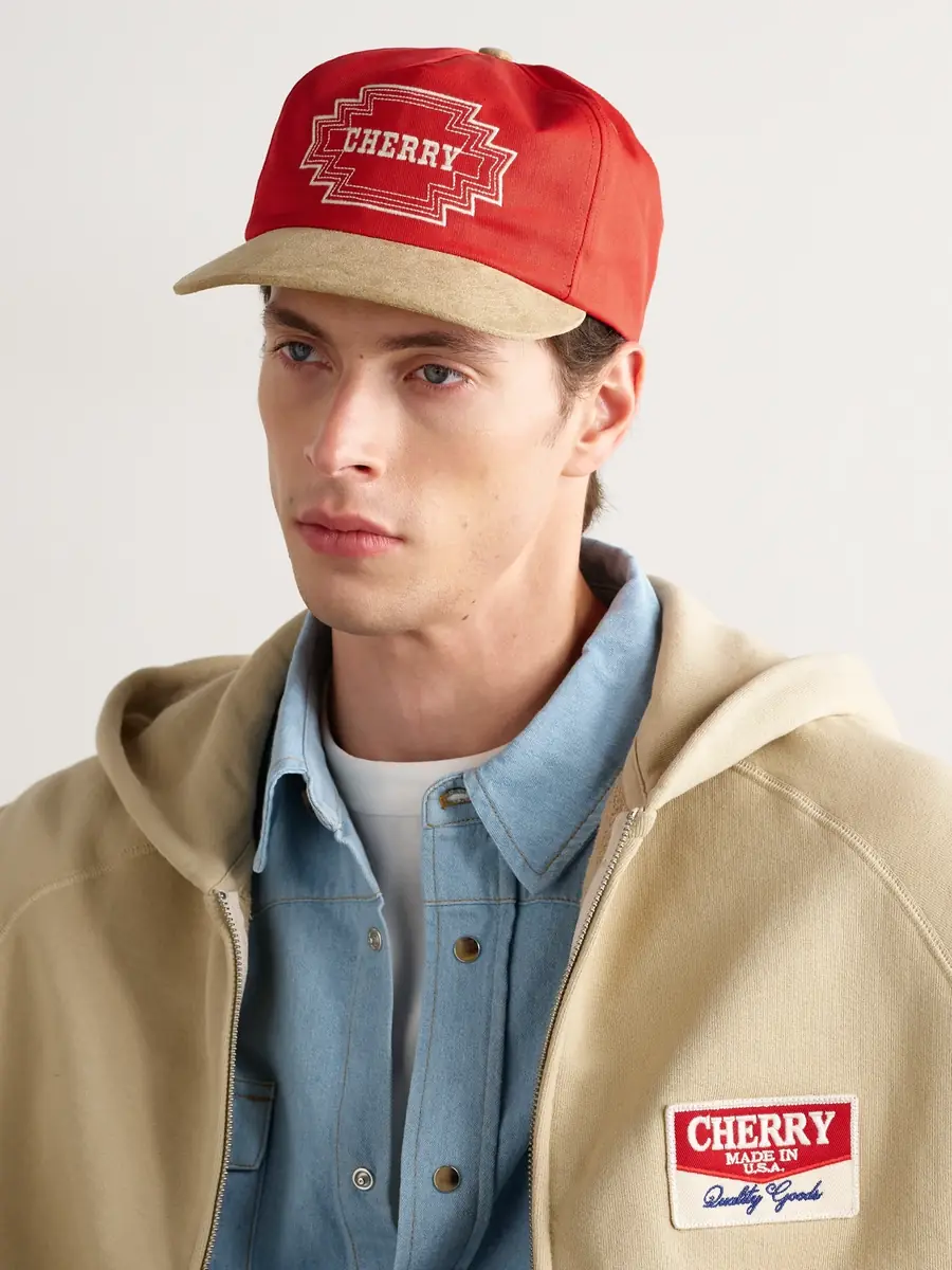 Cherry Los Angeles Navajo Suede-Trimmed Logo-Embroidered Twill Baseball Cap - Men | Thumbnail 2 Cherry Los Angeles Navajo Suede-Trimmed Logo-Embroidered Twill Baseball Cap - Men | Thumbnail 2