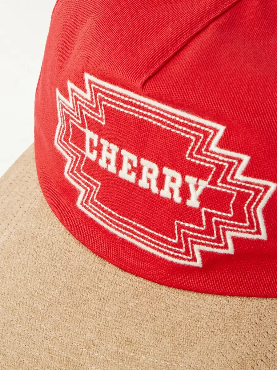 Cherry Los Angeles Navajo Suede-Trimmed Logo-Embroidered Twill Baseball Cap - Men | Thumbnail 4 Cherry Los Angeles Navajo Suede-Trimmed Logo-Embroidered Twill Baseball Cap - Men | Thumbnail 4