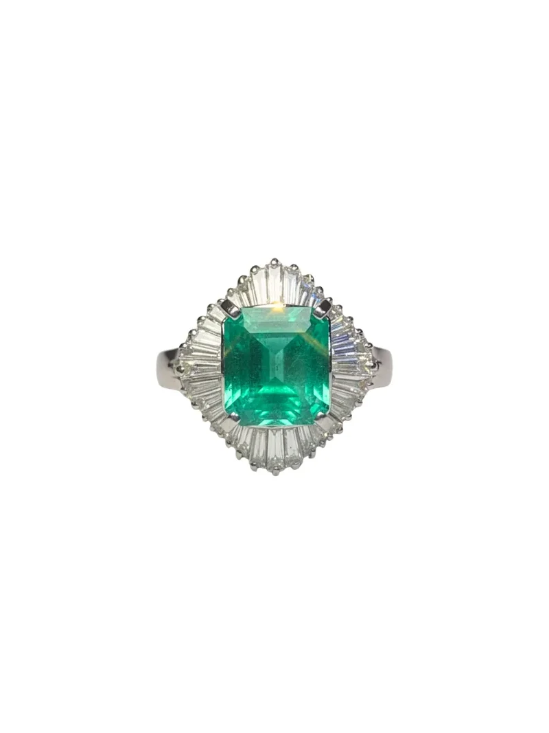 Wish Fine Jewelry 4.62ct Diamond Colombian Emerald Platinum Halo Ring